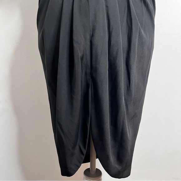 Vintage 80s Little Black Dress Statement Sleeves Open Back Knee Length Size 7/8 - Picture 6 of 11